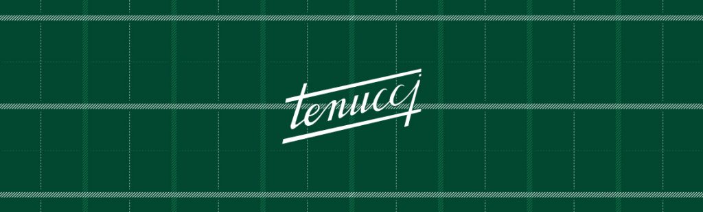 Logo Tenucci su sfondo verde scuro con motivo a griglia sottile