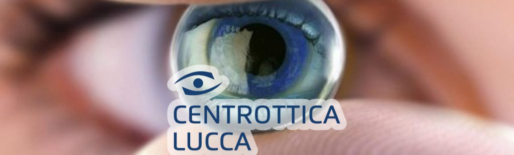 Banner Centrottica Lucca con immagine di occhio in primo piano.